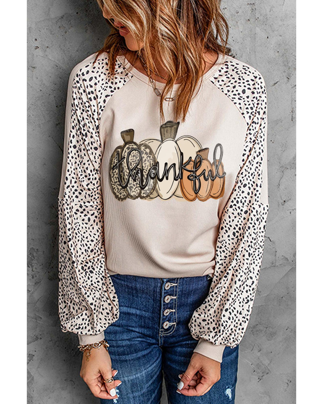 Azura Exchange Thankful Leopard Print Long Sleeve Top - XL