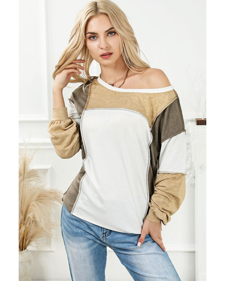 Azura Exchange Exposed Seam Color Block Patchwork Top - S