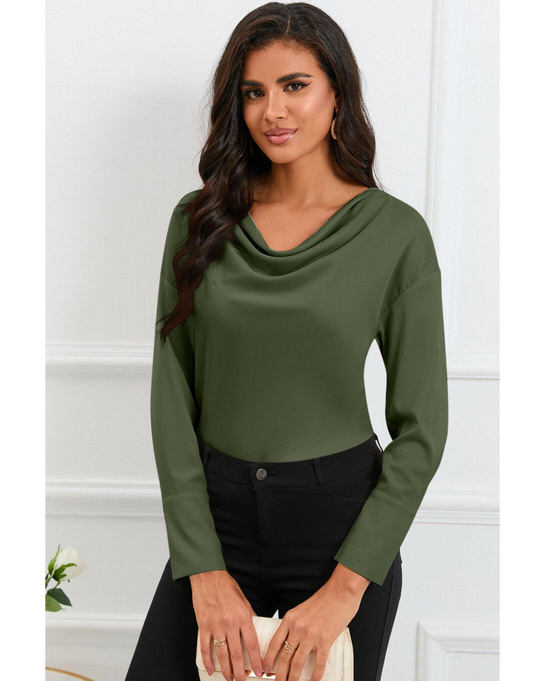 Azura Exchange Cowl Neck Long Sleeve Blouse - M