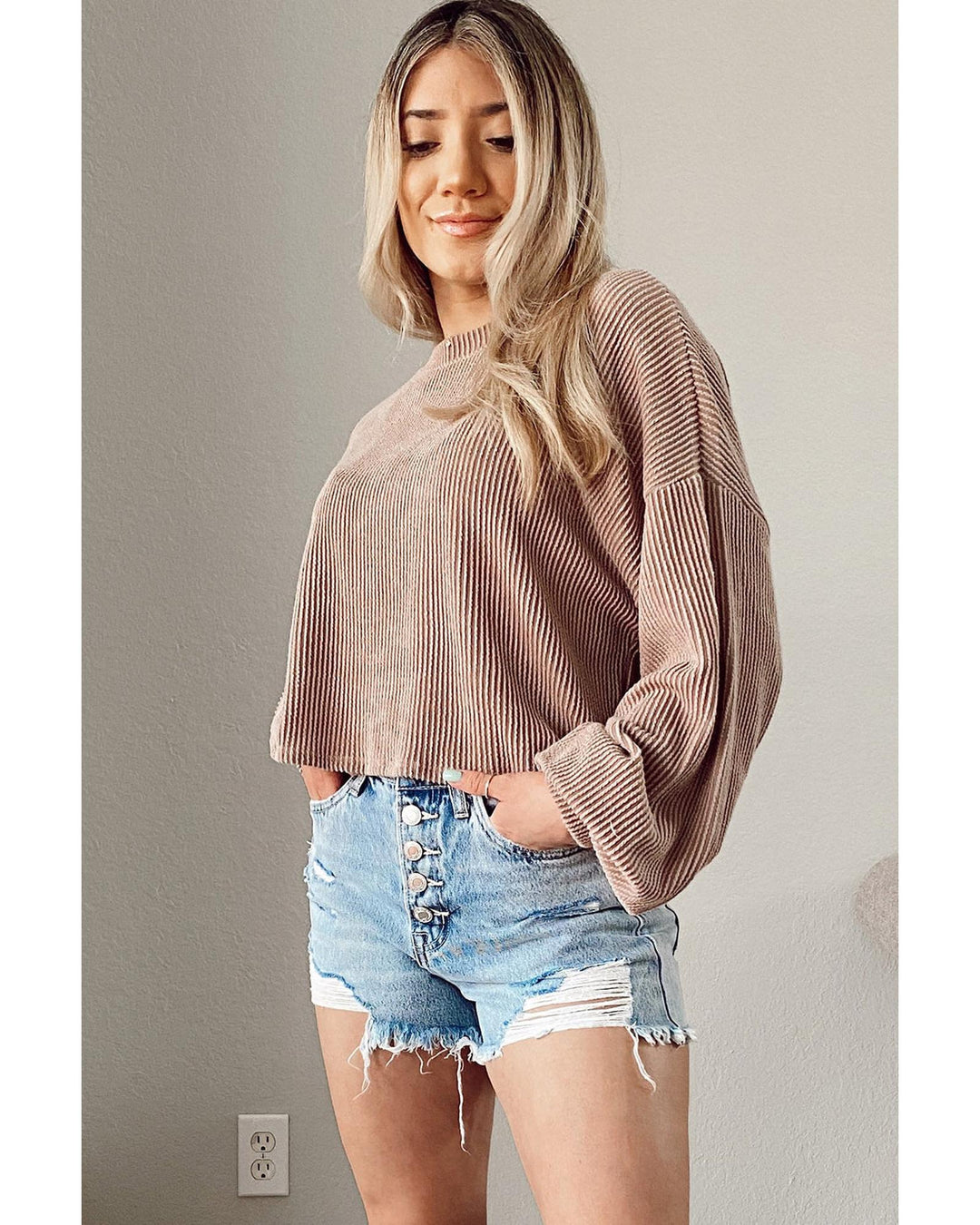 Azura Exchange Drop Shoulder Puff Sleeve Casual Blouse - M