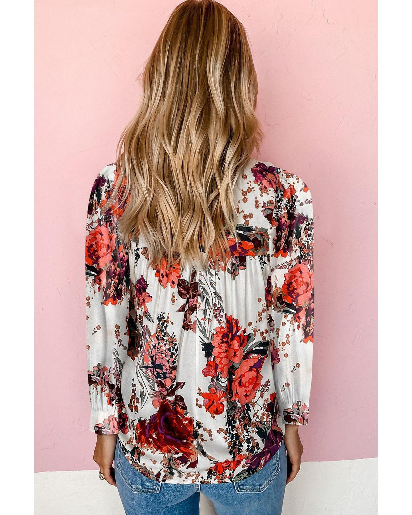 Azura Exchange Retro Floral Long Sleeve Blouse - L