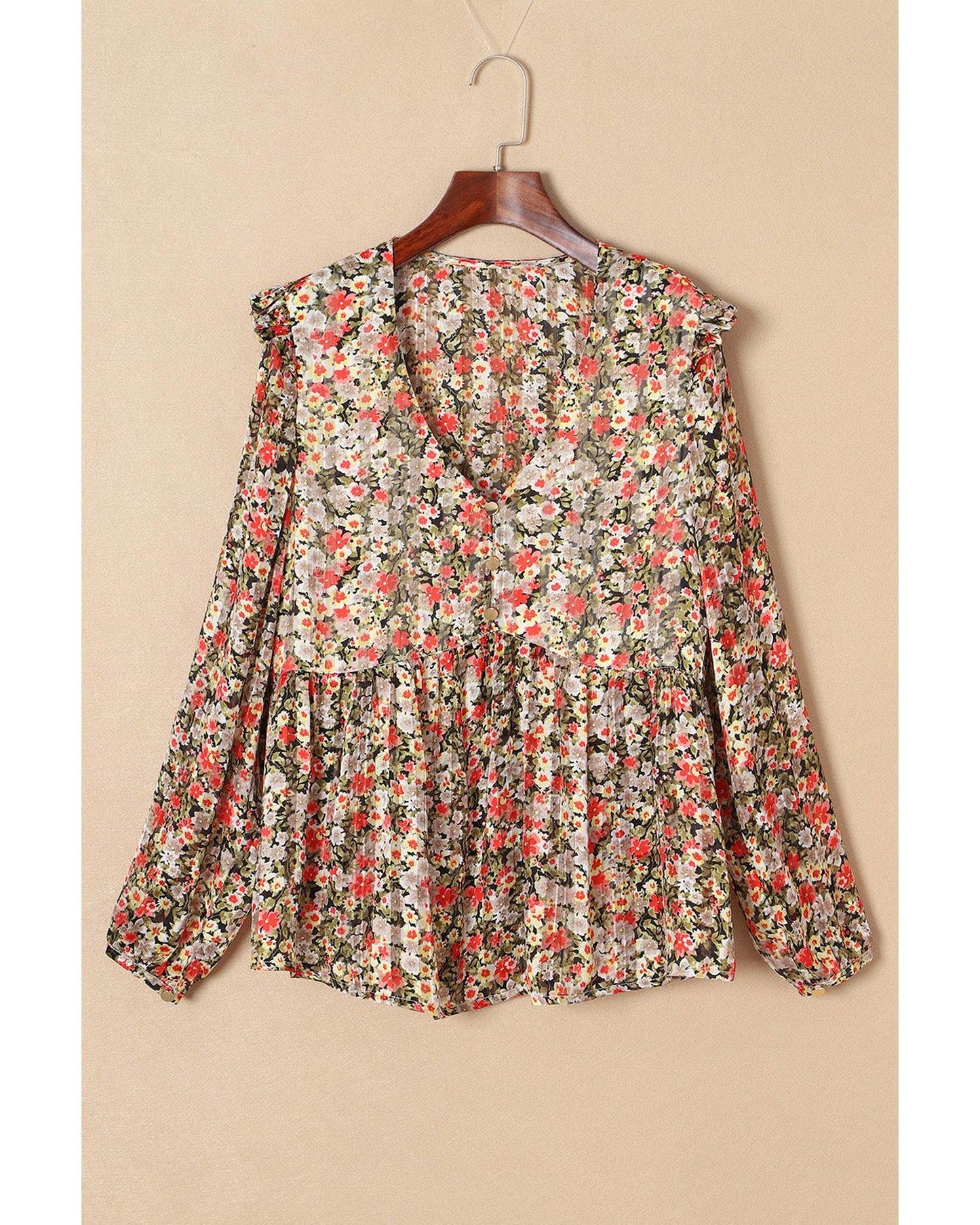 Azura Exchange Floral Ruffled Babydoll Blouse - XL