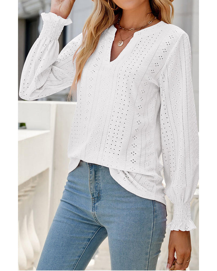 Azura Exchange Split Neck Textured Loose Blouse - M