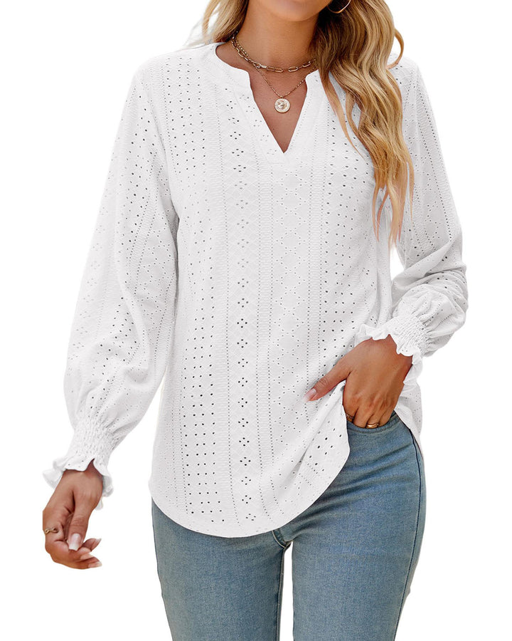 Azura Exchange Split Neck Textured Loose Blouse - M