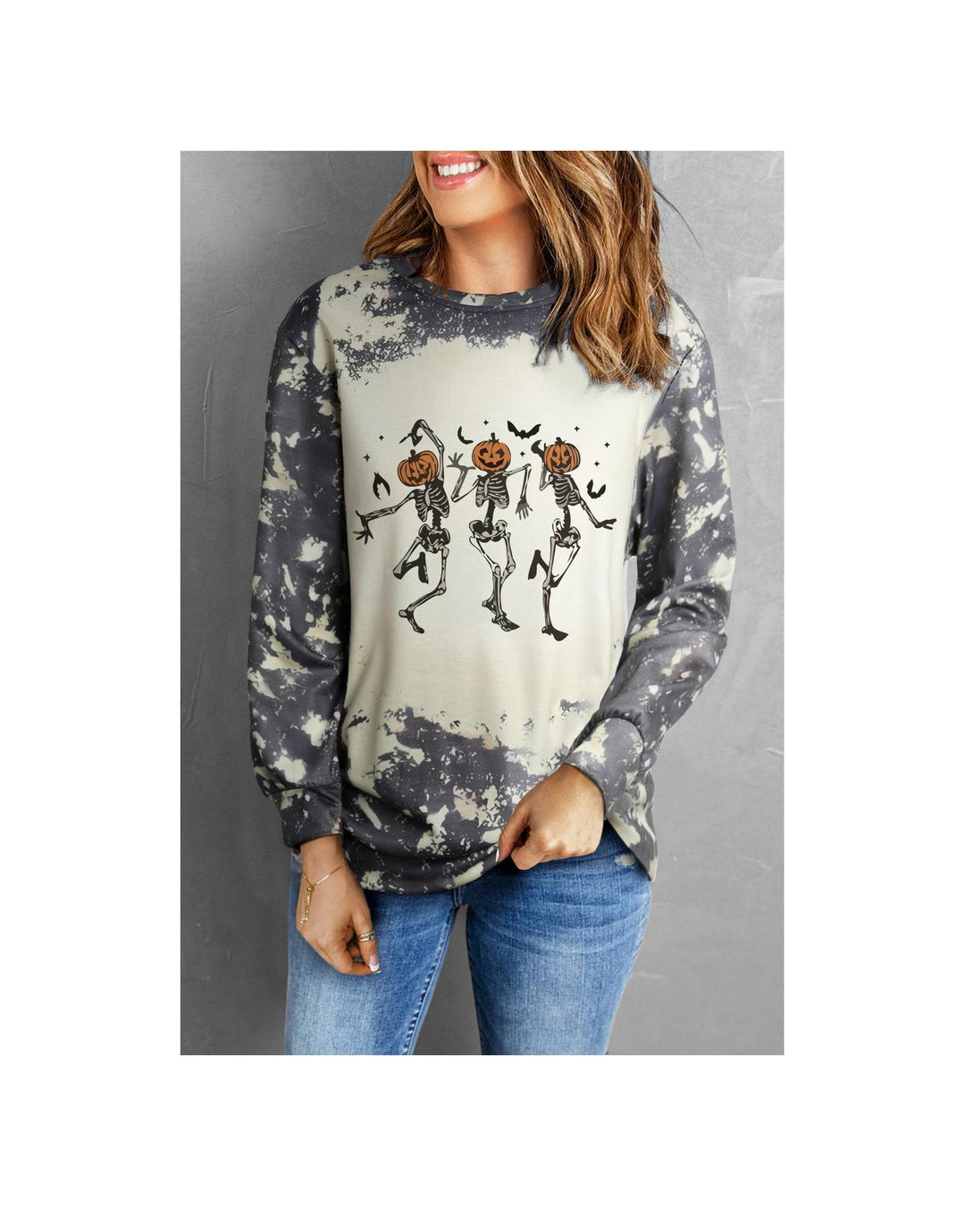 Azura Exchange Dancing Skeleton Tie Dye Long Sleeve Top - XL