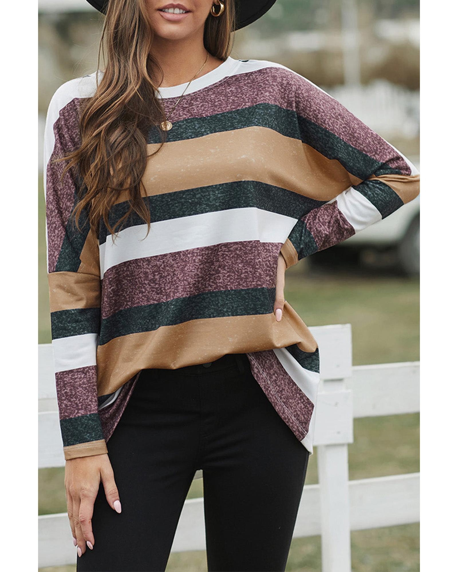 Azura Exchange Colorful Stripe Tunic Top - L