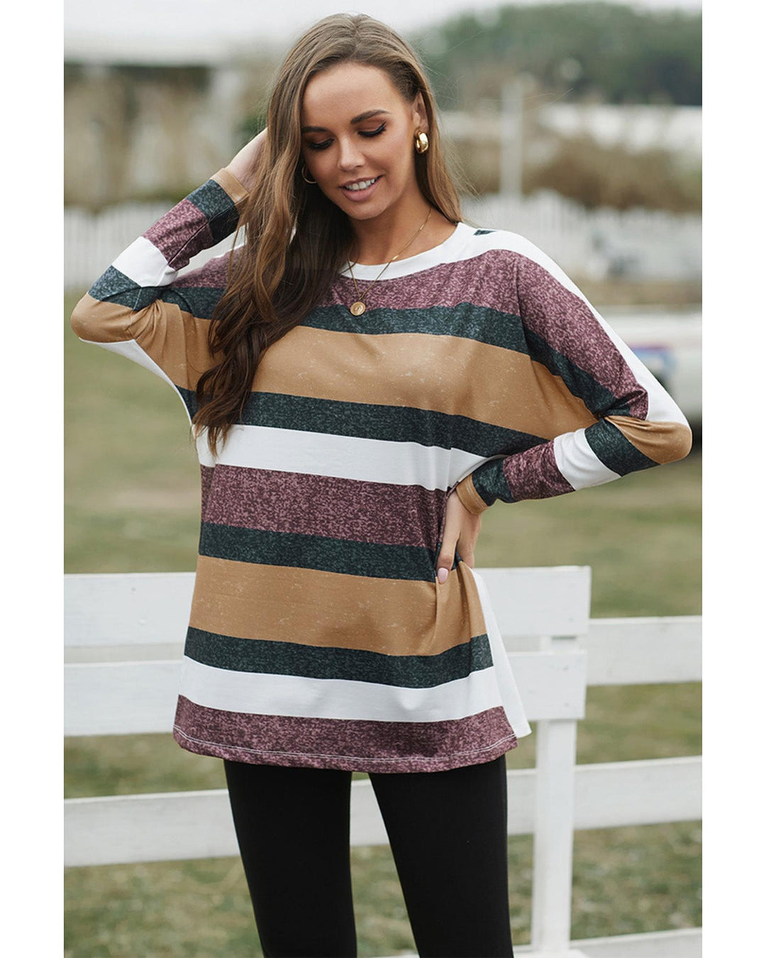 Azura Exchange Colorful Stripe Tunic Top - M