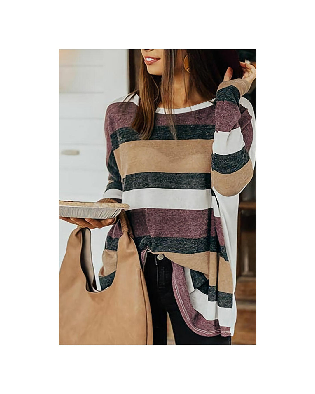 Azura Exchange Colorful Stripe Tunic Top - M