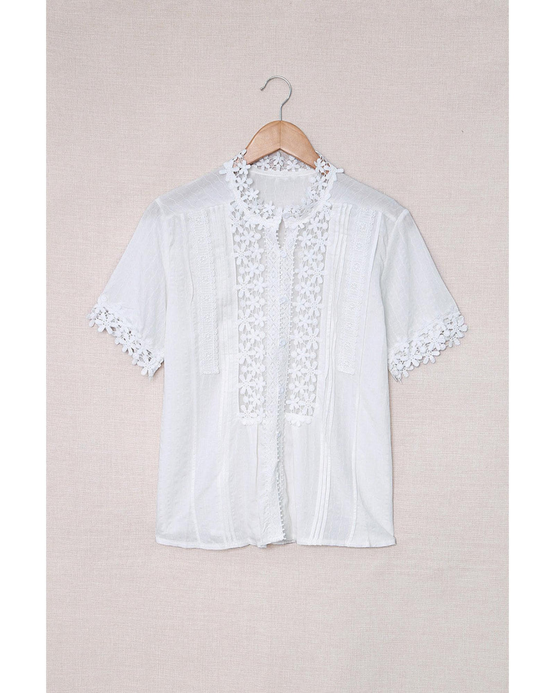 Azura Exchange Lace Splicing Short Sleeve Top - 2XL