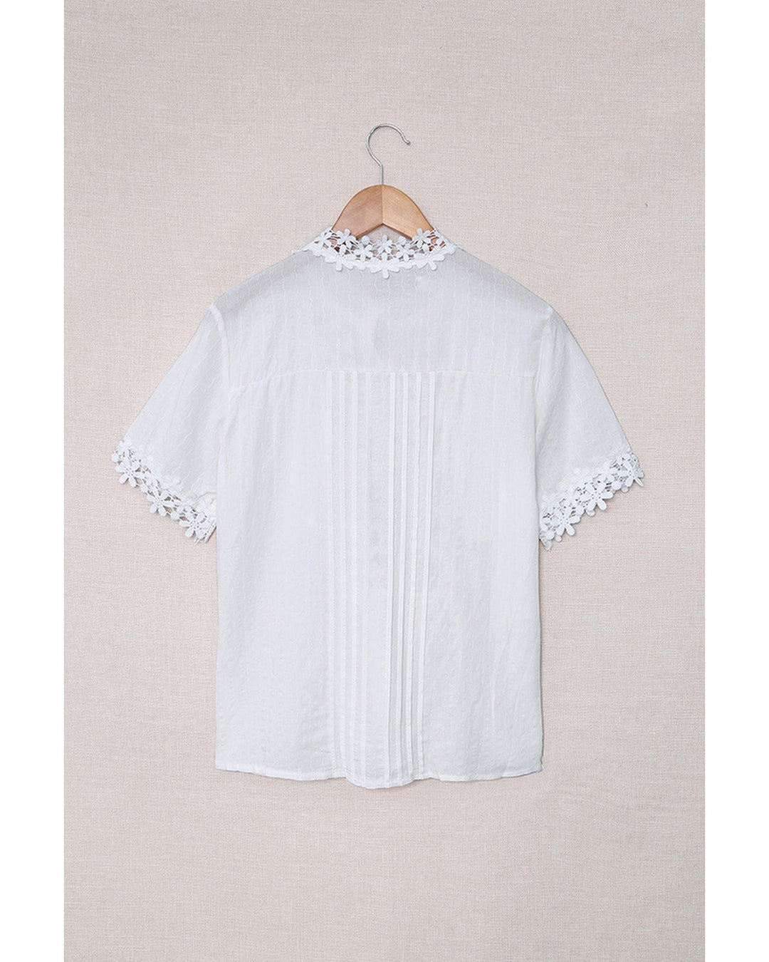 Azura Exchange Lace Splicing Short Sleeve Top - 2XL