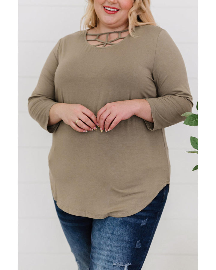 Azura Exchange Cut Out Neckline Plus Size Top - 4X