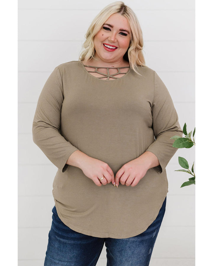 Azura Exchange Cut Out Neckline Plus Size Top - 4X