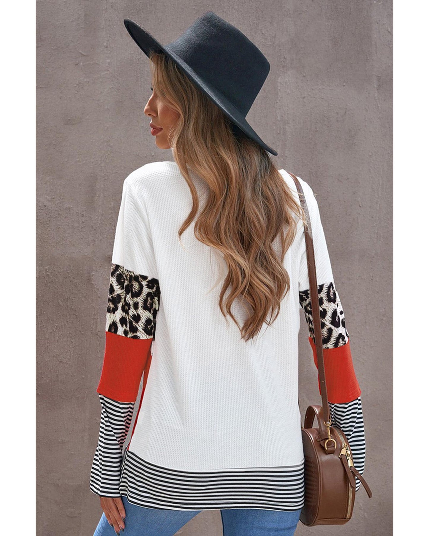 Azura Exchange Leopard Colorblock Long Sleeve Top - XL