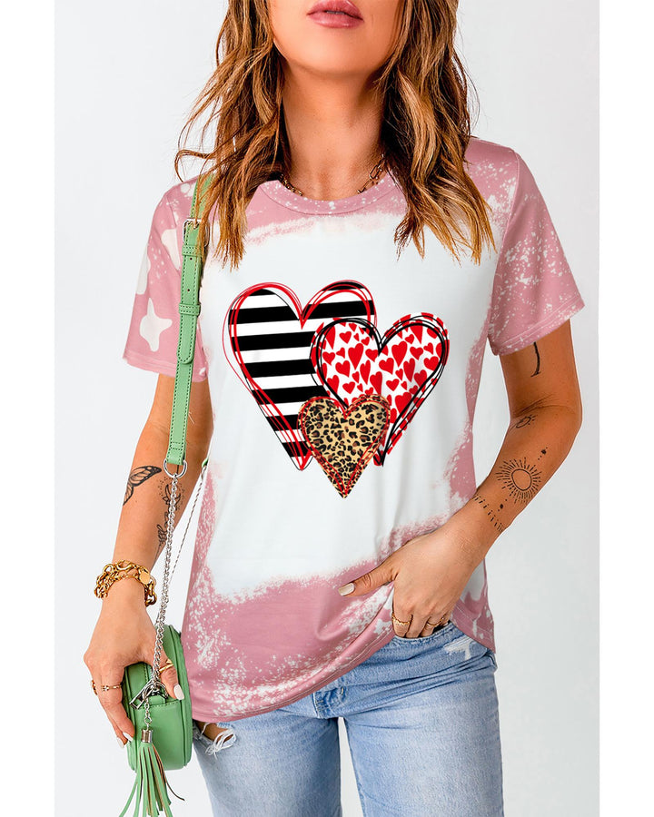 Azura Exchange Heart Shaped Contrast Short Sleeve T Shirt - M