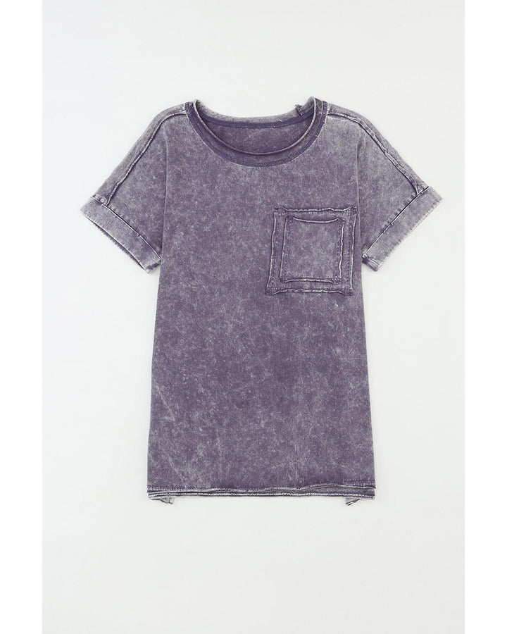 Azura Exchange Mineral Wash Pocketed Tee with Slits - L