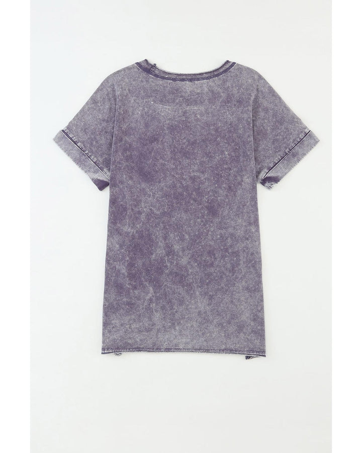 Azura Exchange Mineral Wash Pocketed Tee with Slits - L