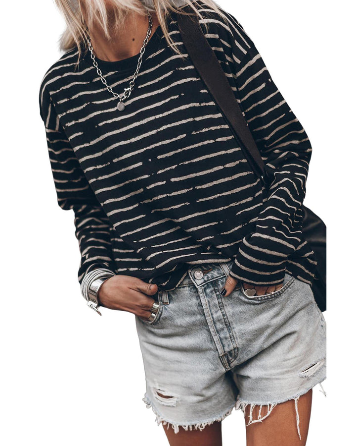 Azura Exchange Retro Striped Long Sleeve Top - M