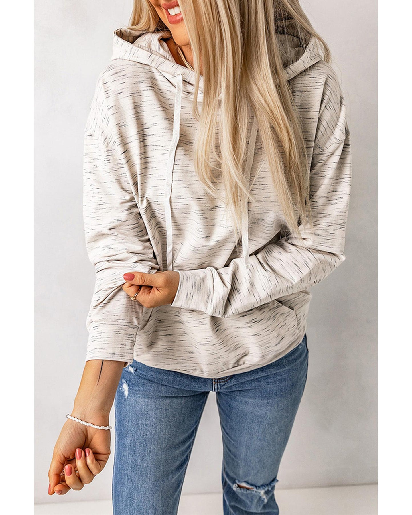 Azura Exchange Marbled Drawstring Cropped Hoodie - L