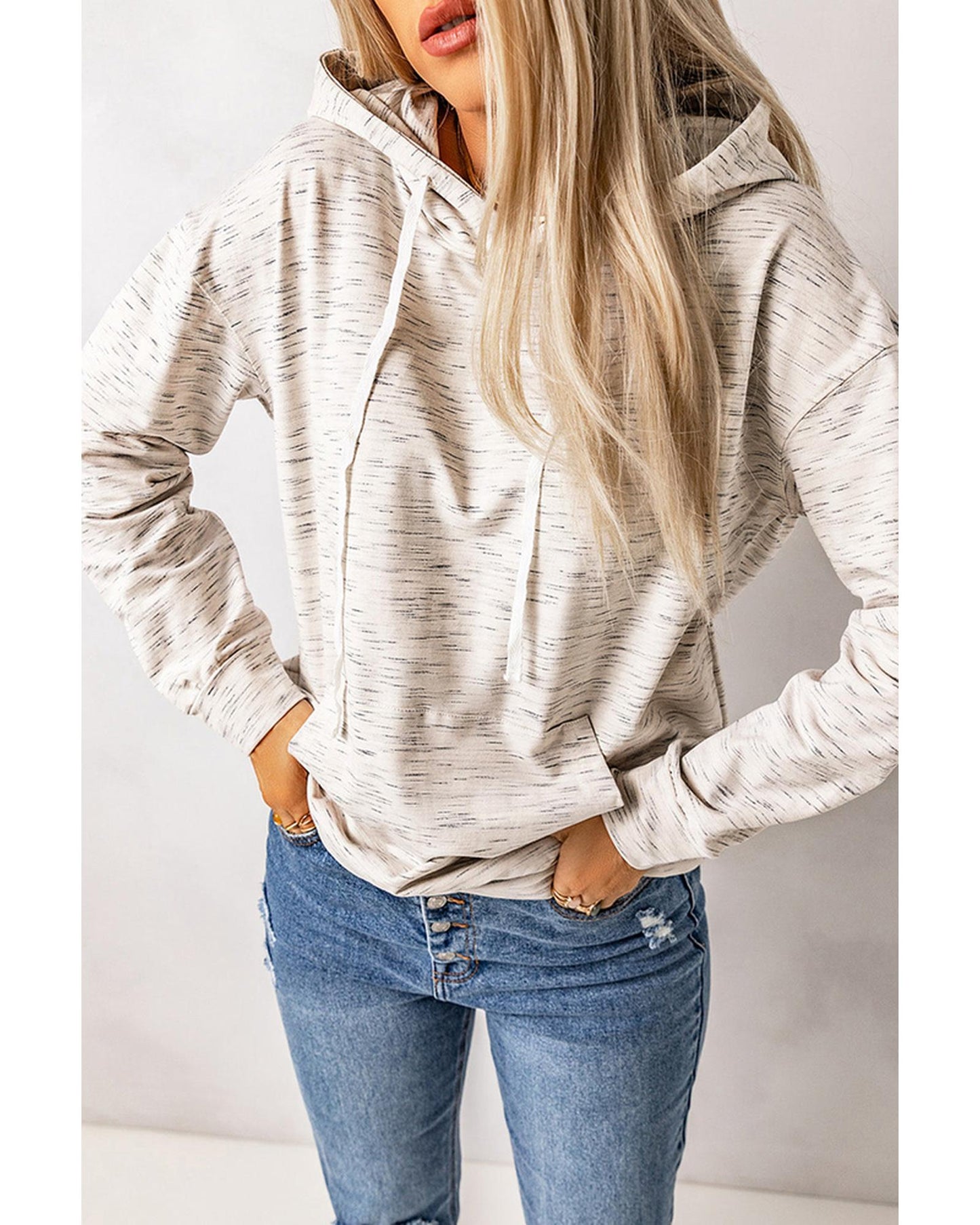 Azura Exchange Marbled Drawstring Cropped Hoodie - L