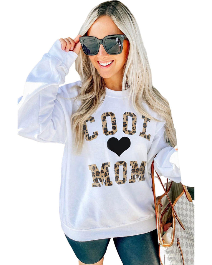 Azura Exchange Leopard Heart Print Pullover Sweatshirt - L