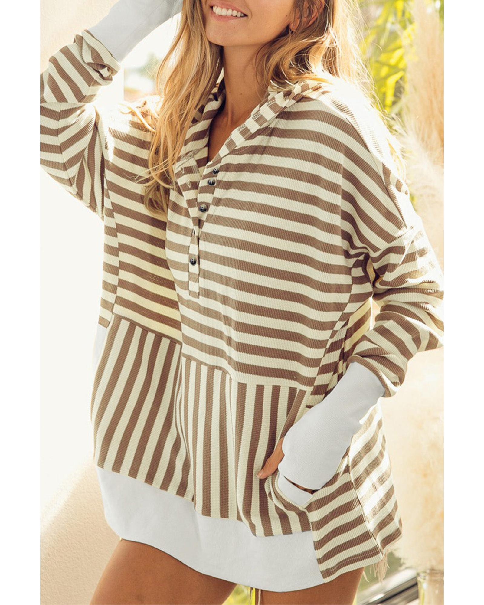 Azura Exchange Striped Oversized Hoodie with Thumbholes - XL