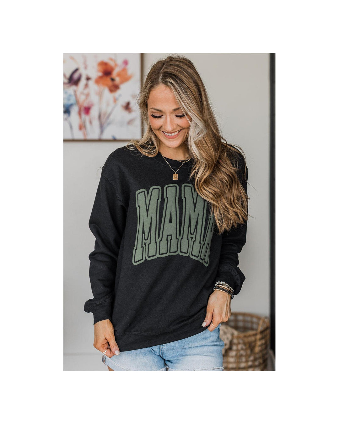 Azura Exchange Mama Varsity Crew Neck Sweatshirt - L