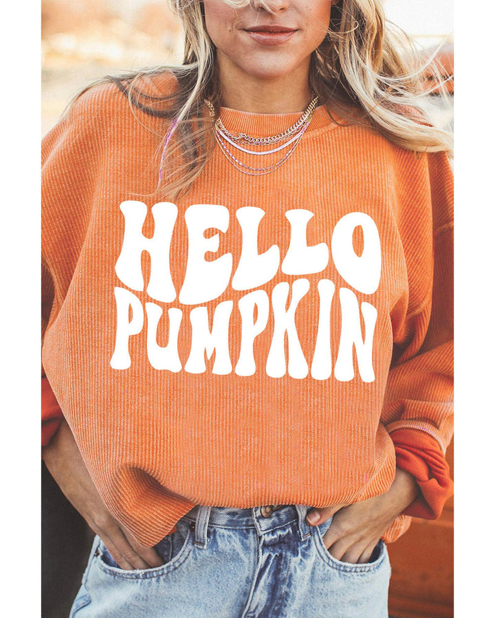 Azura Exchange HELLO PUMPKIN Graphic Corded Sweatshirt - L