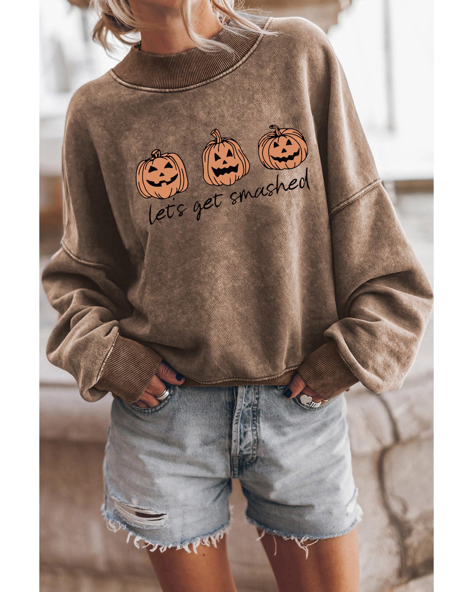 Azura Exchange Lets Get Smashed Halloween Pumpkin Graphic Sweatshirt - L