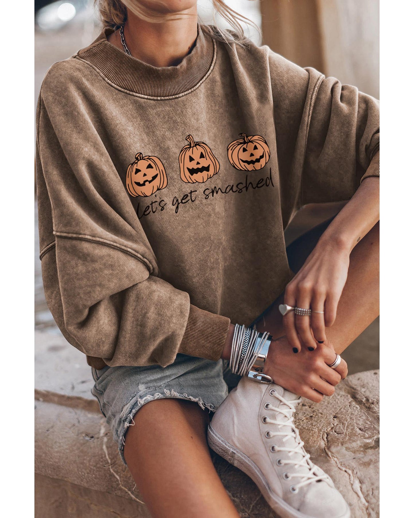 Azura Exchange Lets Get Smashed Halloween Pumpkin Graphic Sweatshirt - L