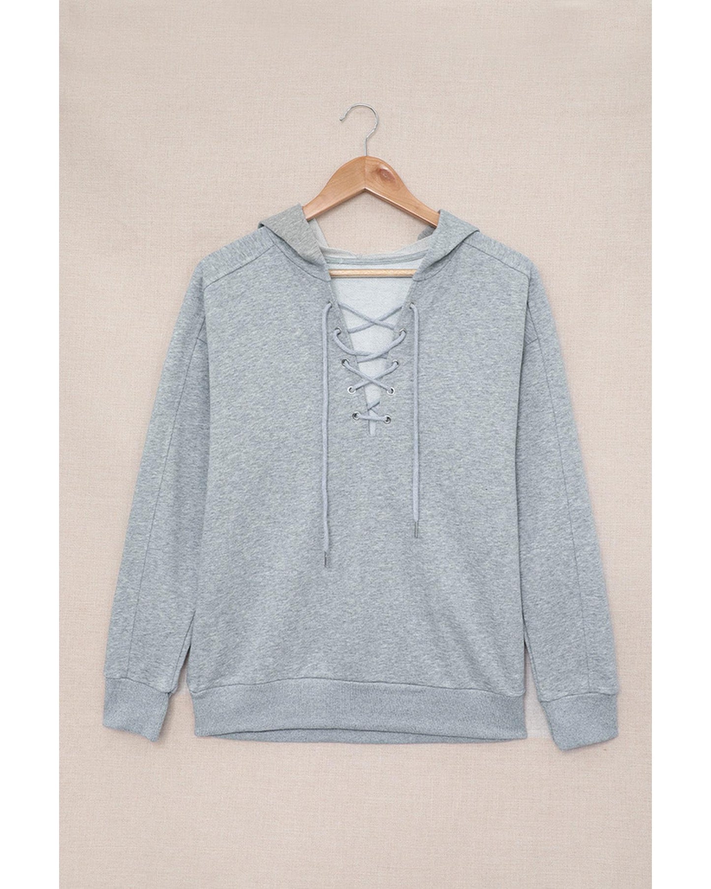 Azura Exchange Lace-up Grey Casual Hoodie - M