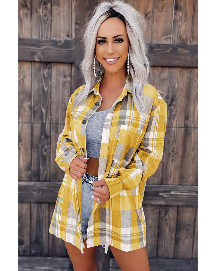 Azura Exchange Plaid Button Up Patch Pocket Shirt - 2XL