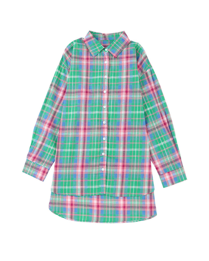 Azura Exchange Plaid Button Down Split Shirt - L