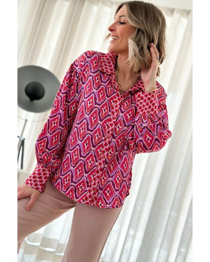 Azura Exchange Abstract Print Button Up Shirt - M