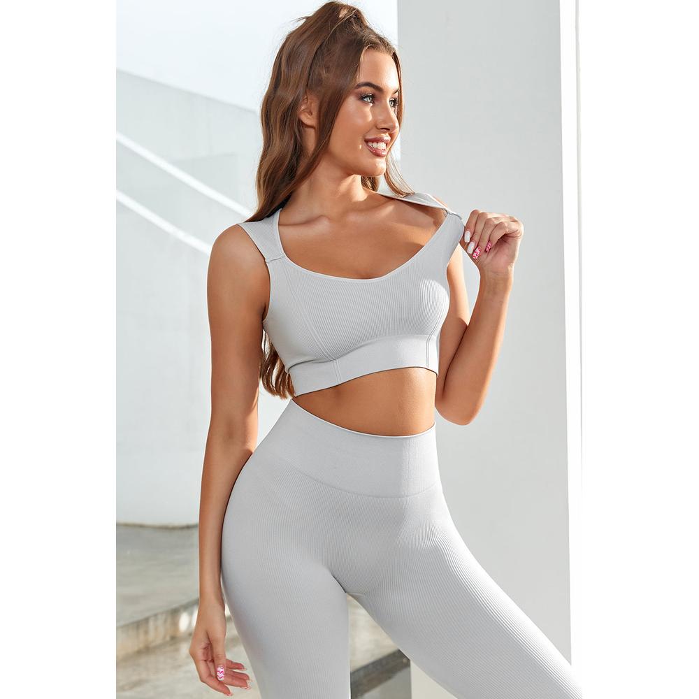 Azura Exchange Ribbed Sleeveless Gym Top with Joint Straps - M