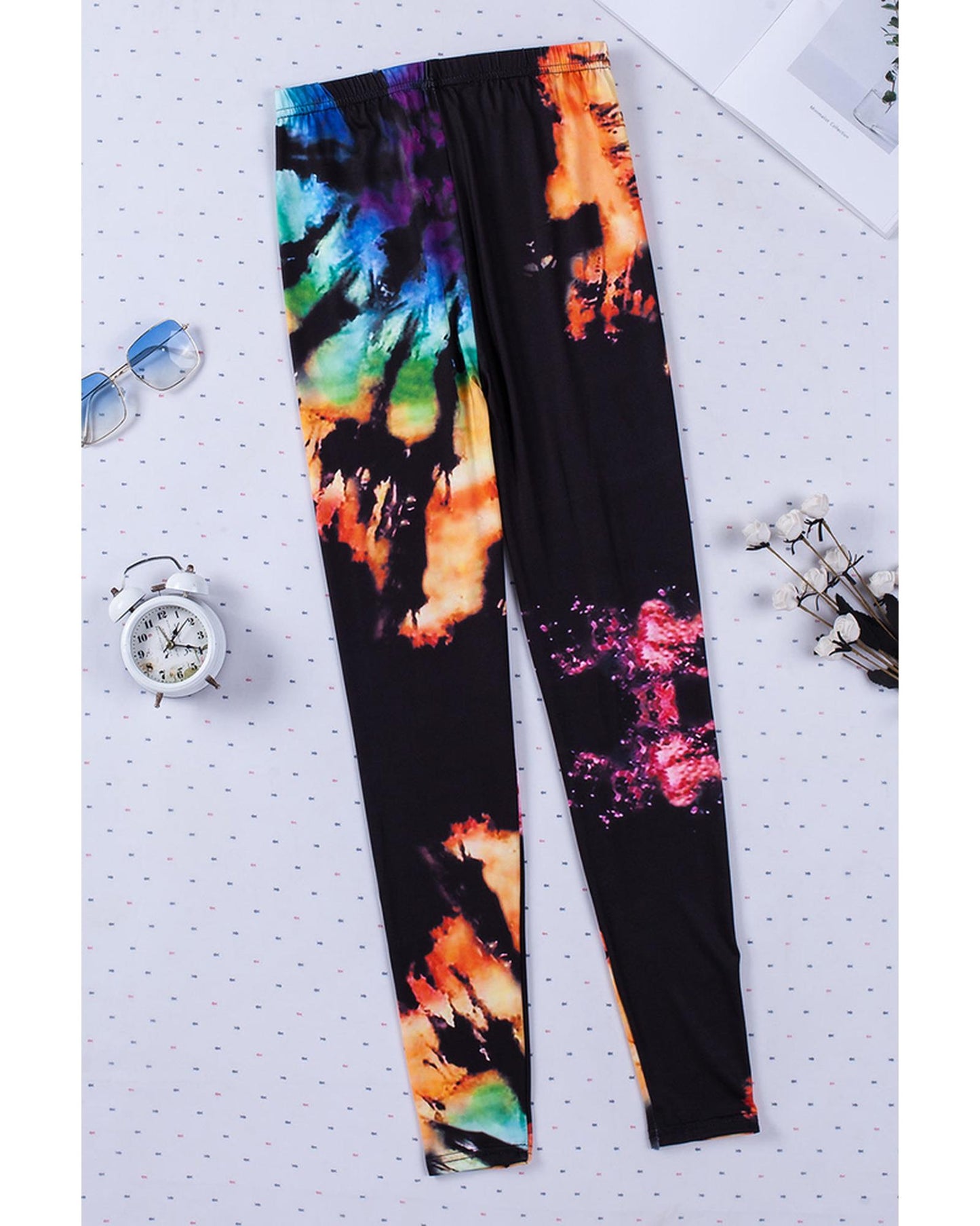 Azura Exchange Tie Dye Hollow Out Fitness Leggings - L