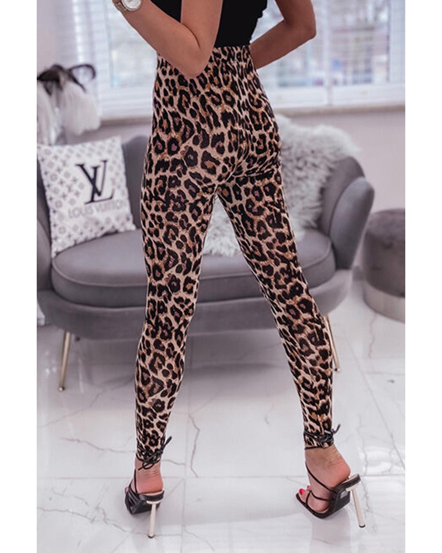 Azura Exchange Vintage High Waist Leopard Leggings - S