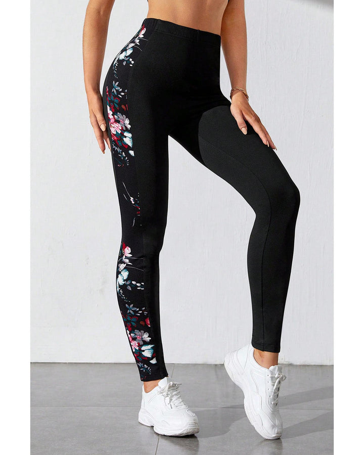 Azura Exchange Floral Patch High Waist Leggings - M