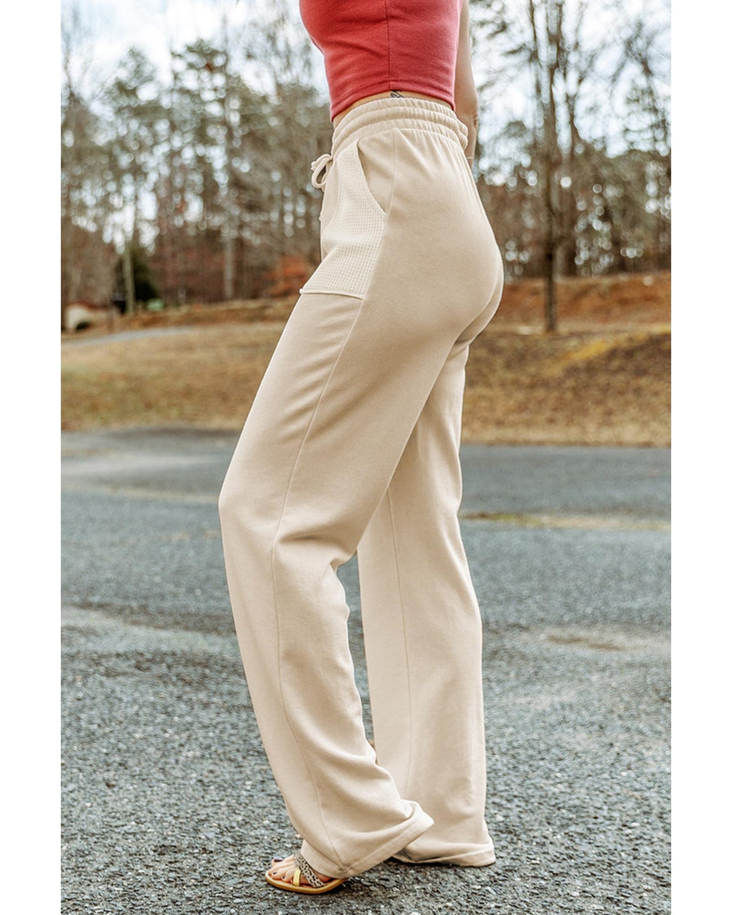 Azura Exchange Knit Pants with Drawstring Waist and Pockets - L