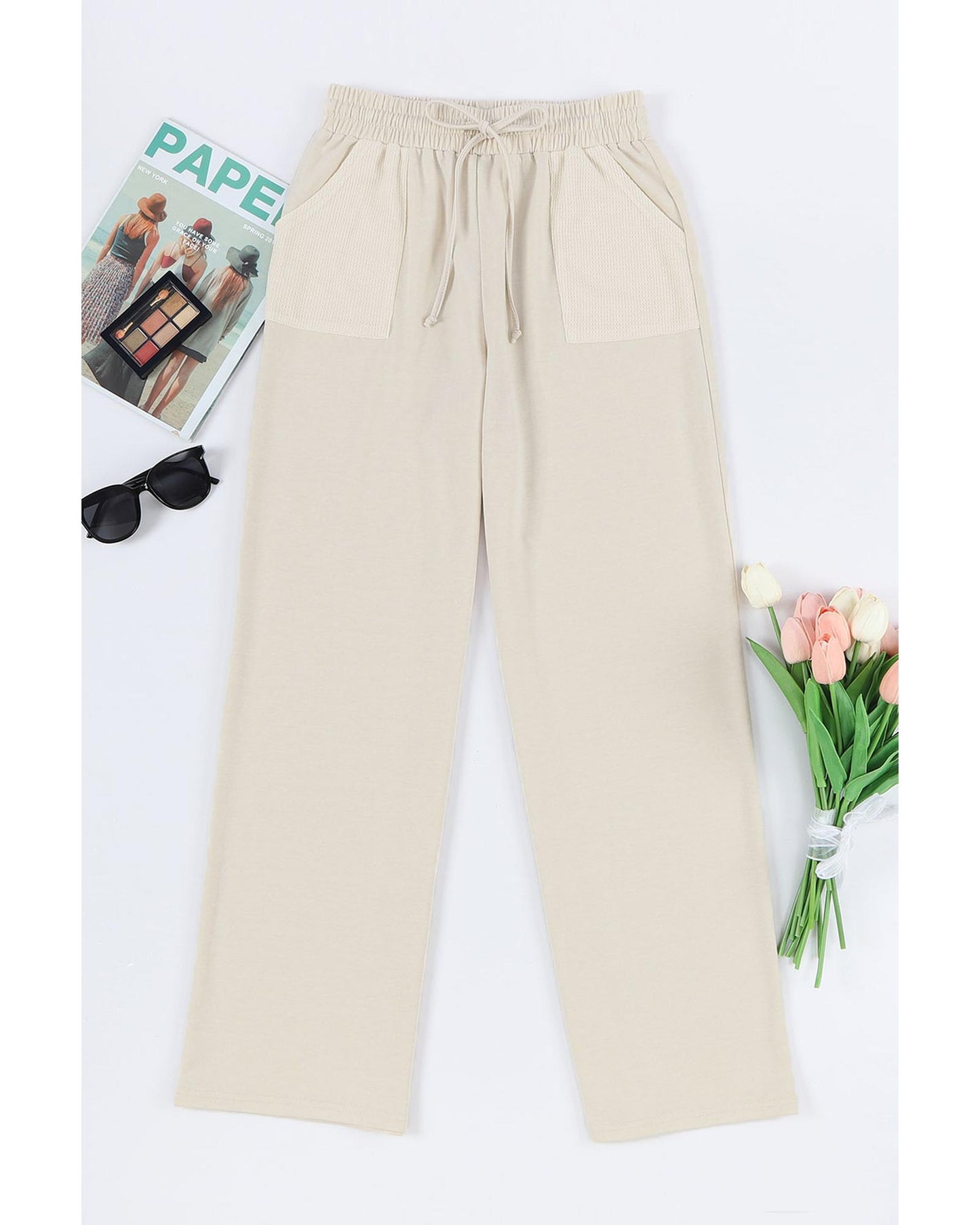 Azura Exchange Knit Pants with Drawstring Waist and Pockets - L