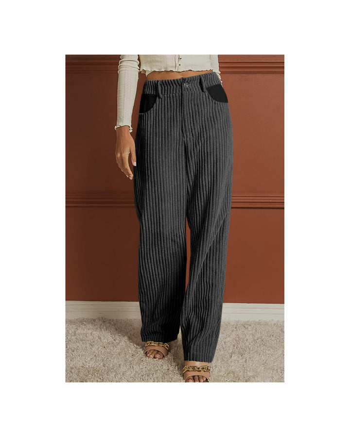 Azura Exchange Contrast Patched Wide Leg Corduroy Pants - L