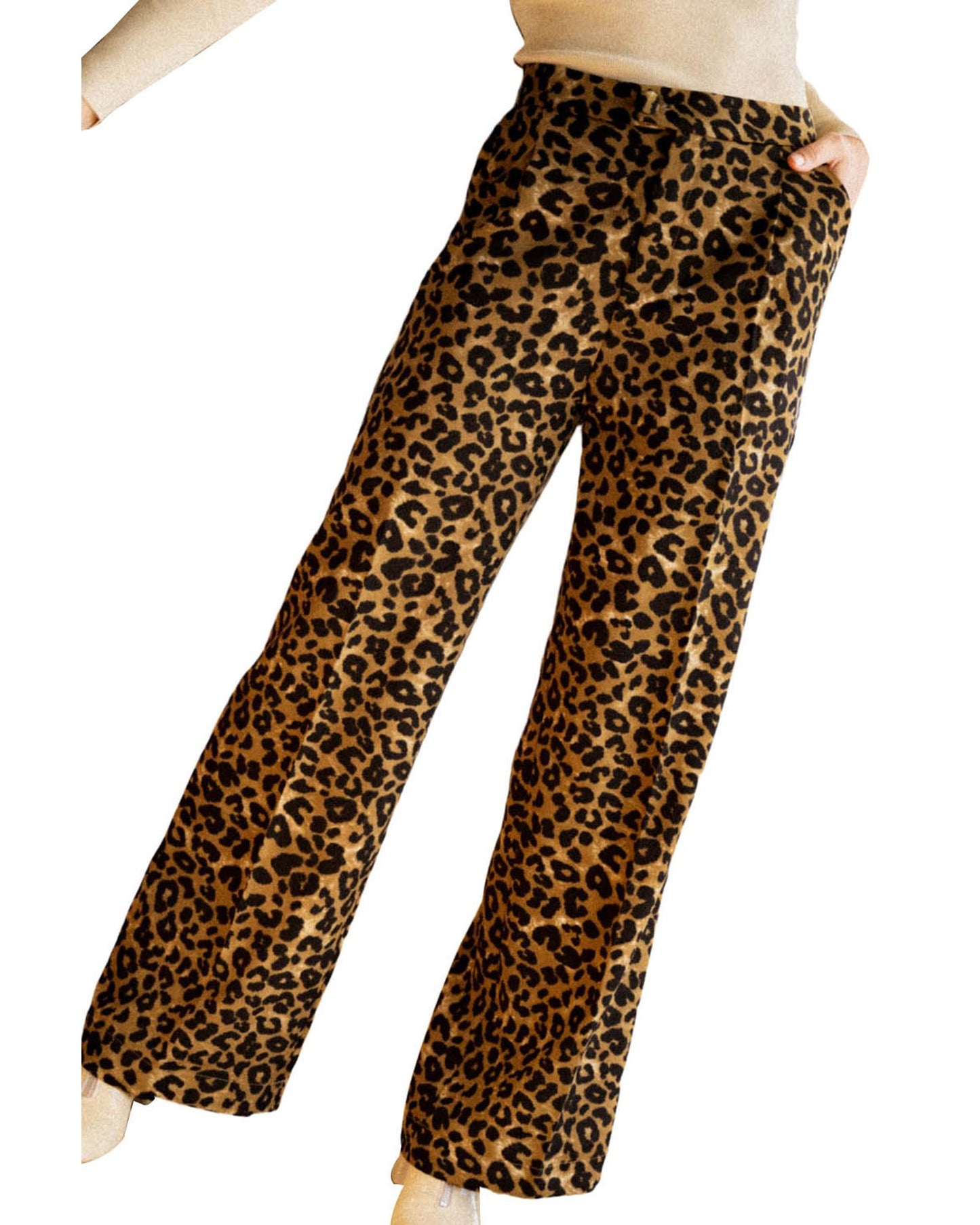 Azura Exchange Leopard Print Wide Leg Pants - S