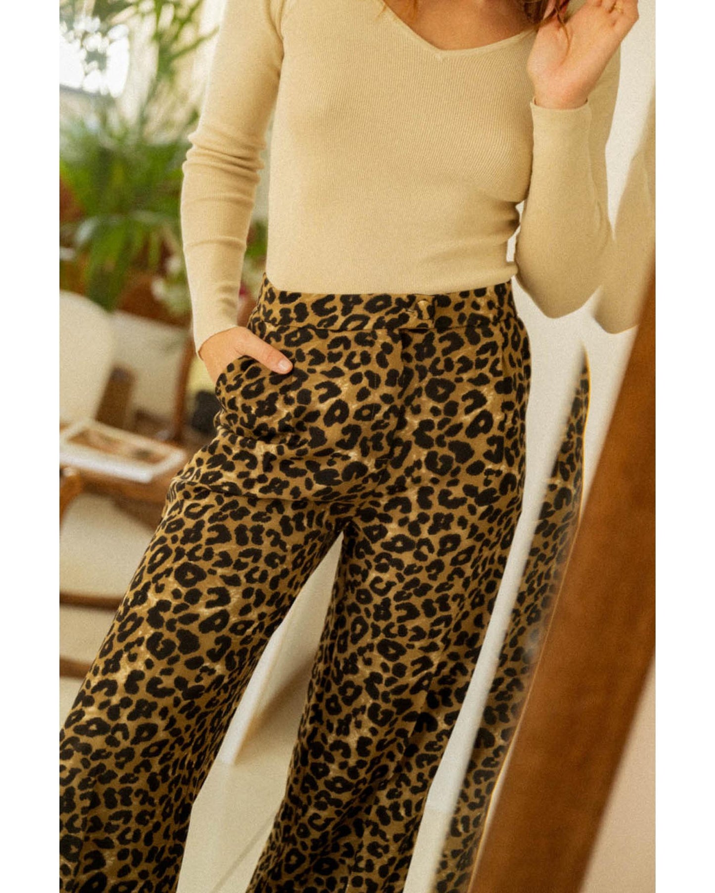 Azura Exchange Leopard Print Wide Leg Pants - XL