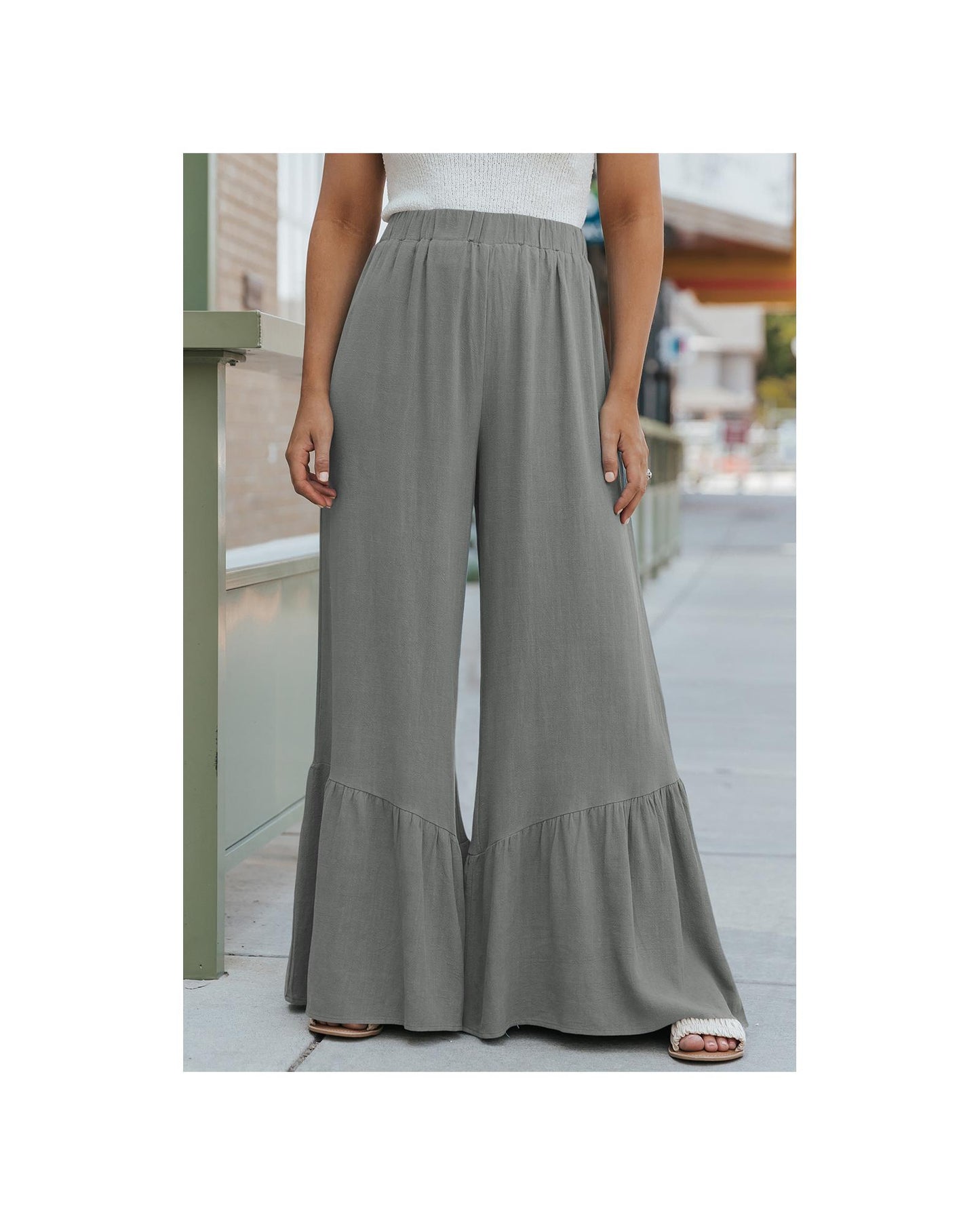 Azura Exchange High Waist Ruffled Wide-Leg Pants - M