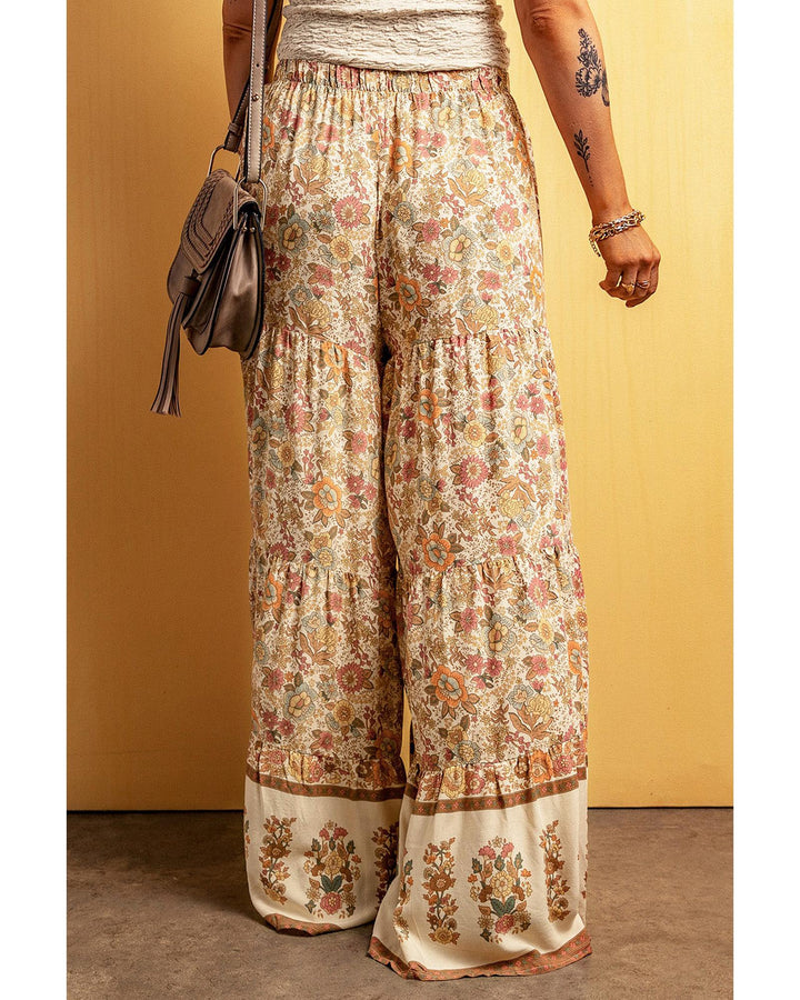 Azura Exchange Boho Floral Patchwork Wide Leg Pants - M