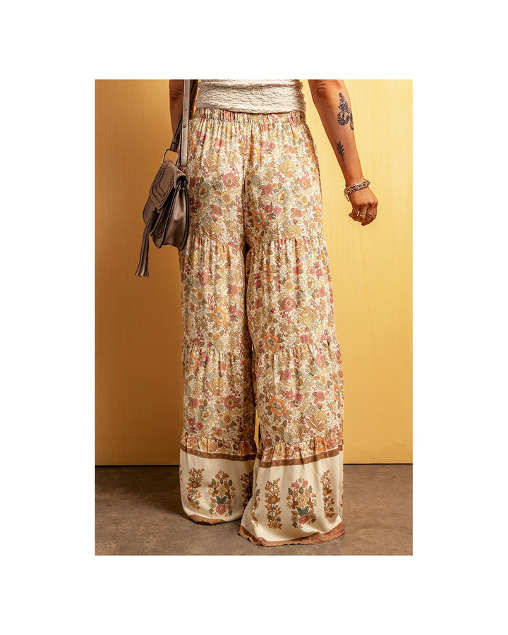 Azura Exchange Boho Floral Patchwork Wide Leg Pants - M