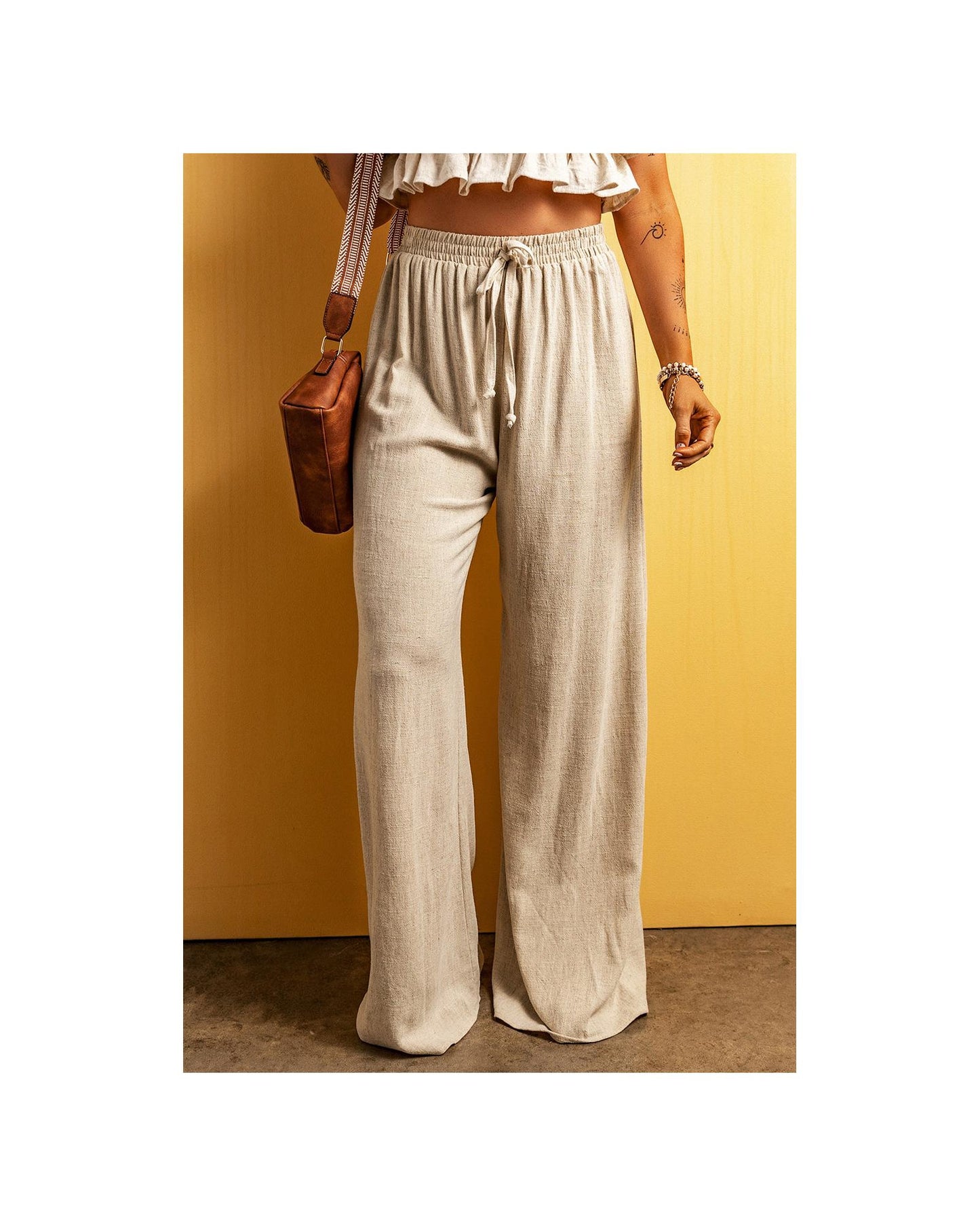 Azura Exchange High Waist Wide Leg Casual Pants - L