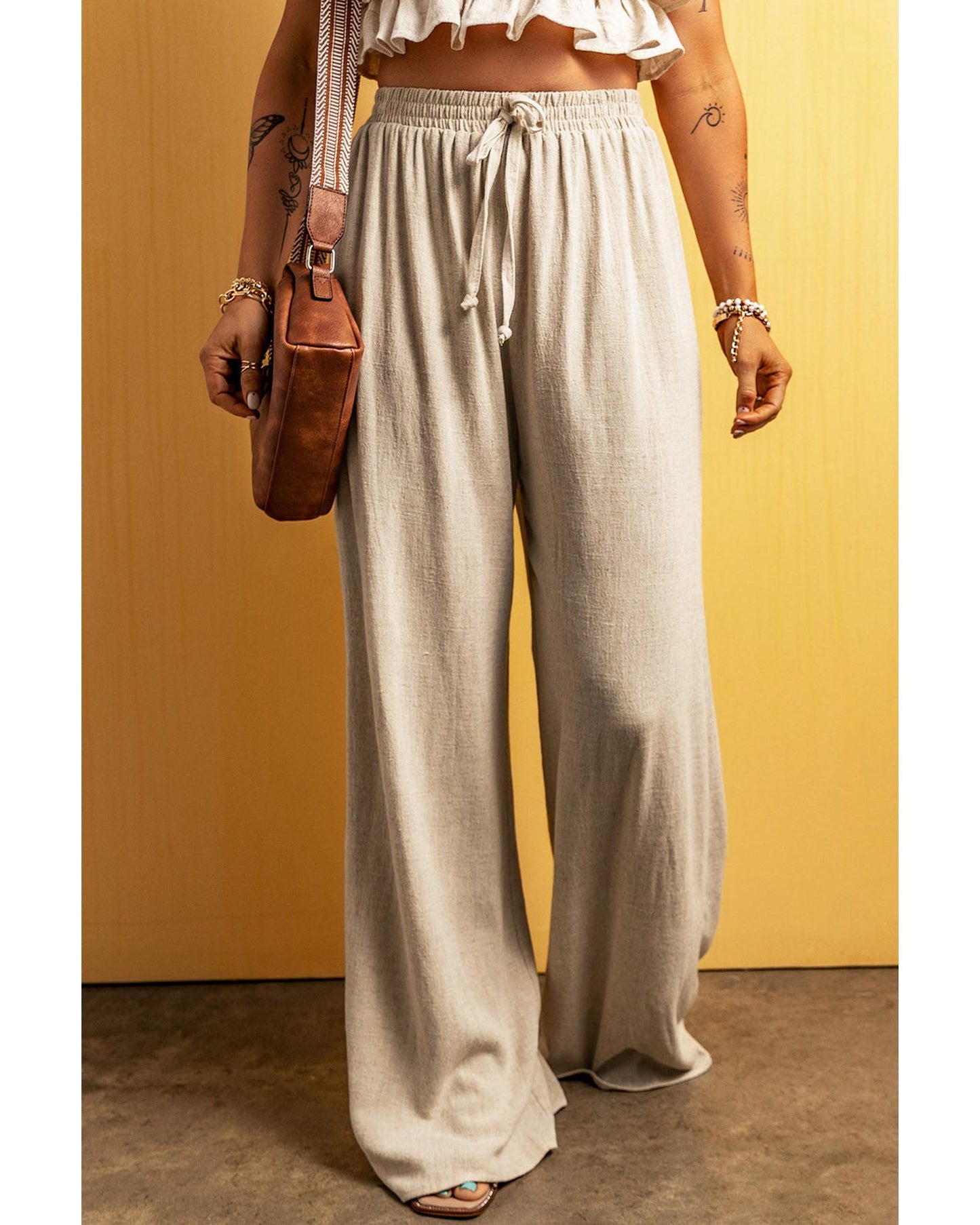 Azura Exchange High Waist Wide Leg Casual Pants - L