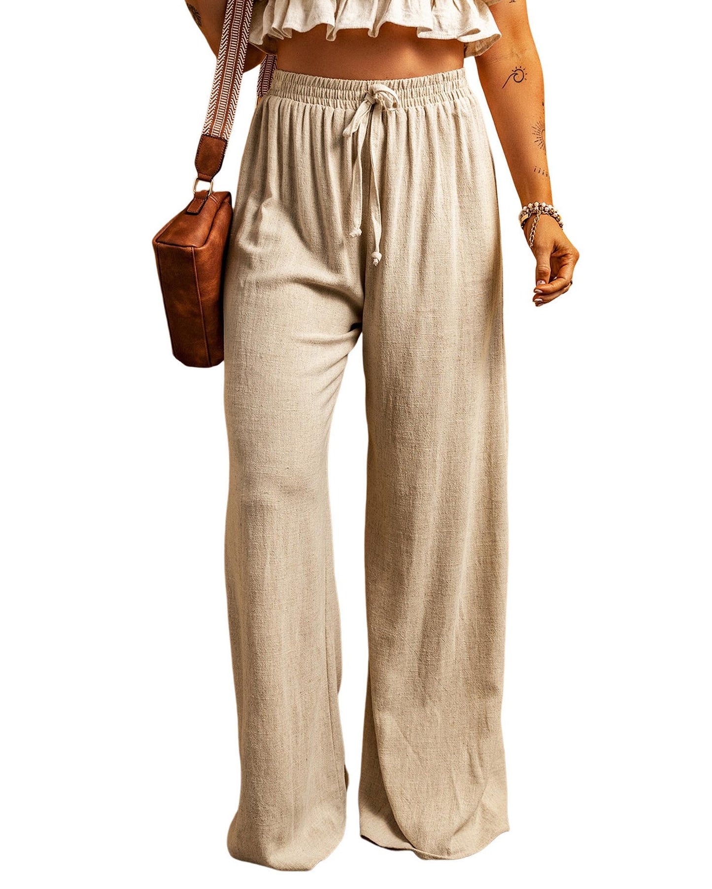 Azura Exchange High Waist Wide Leg Casual Pants - L