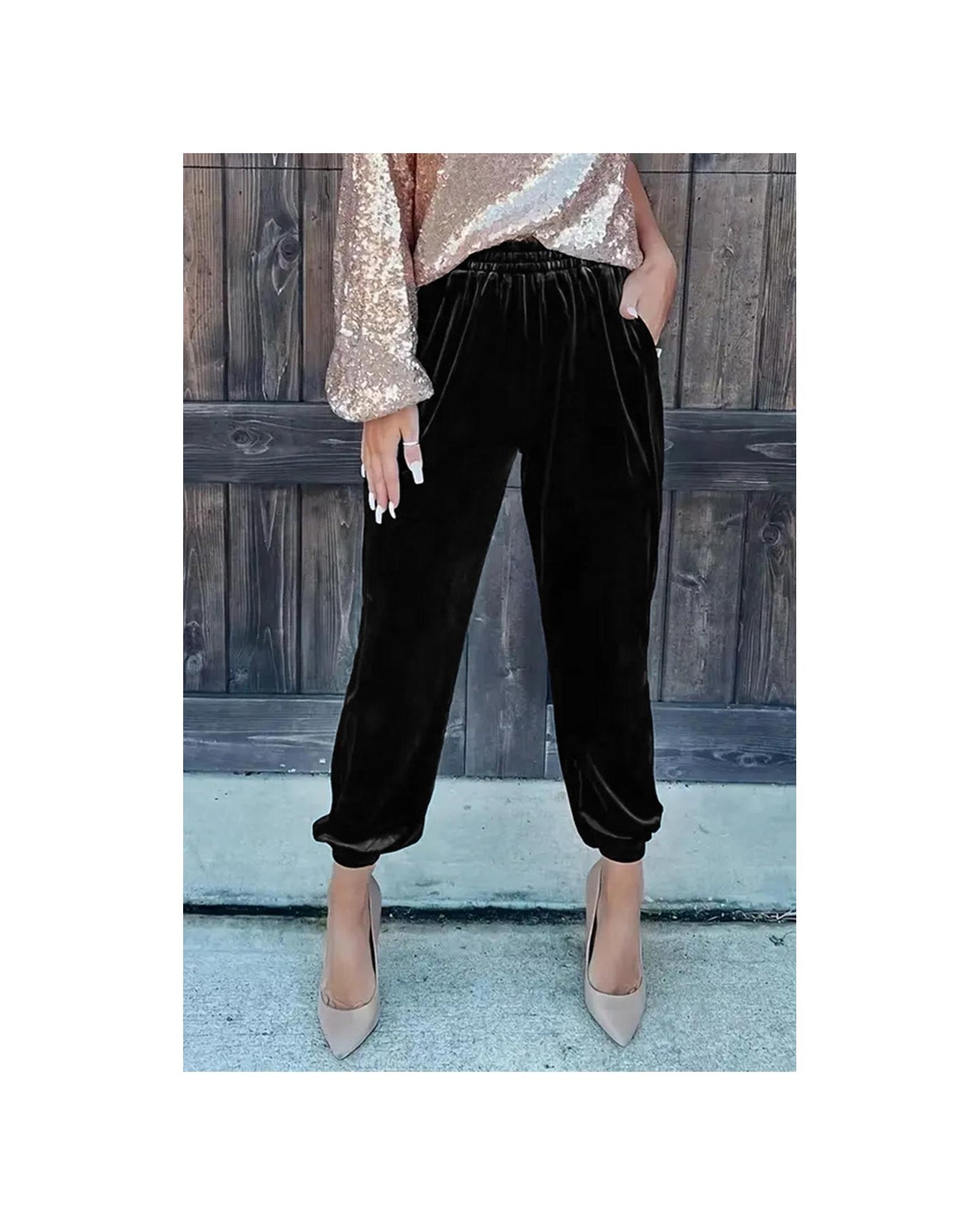 Azura Exchange Luxurious Velvet Jogger Pants - L