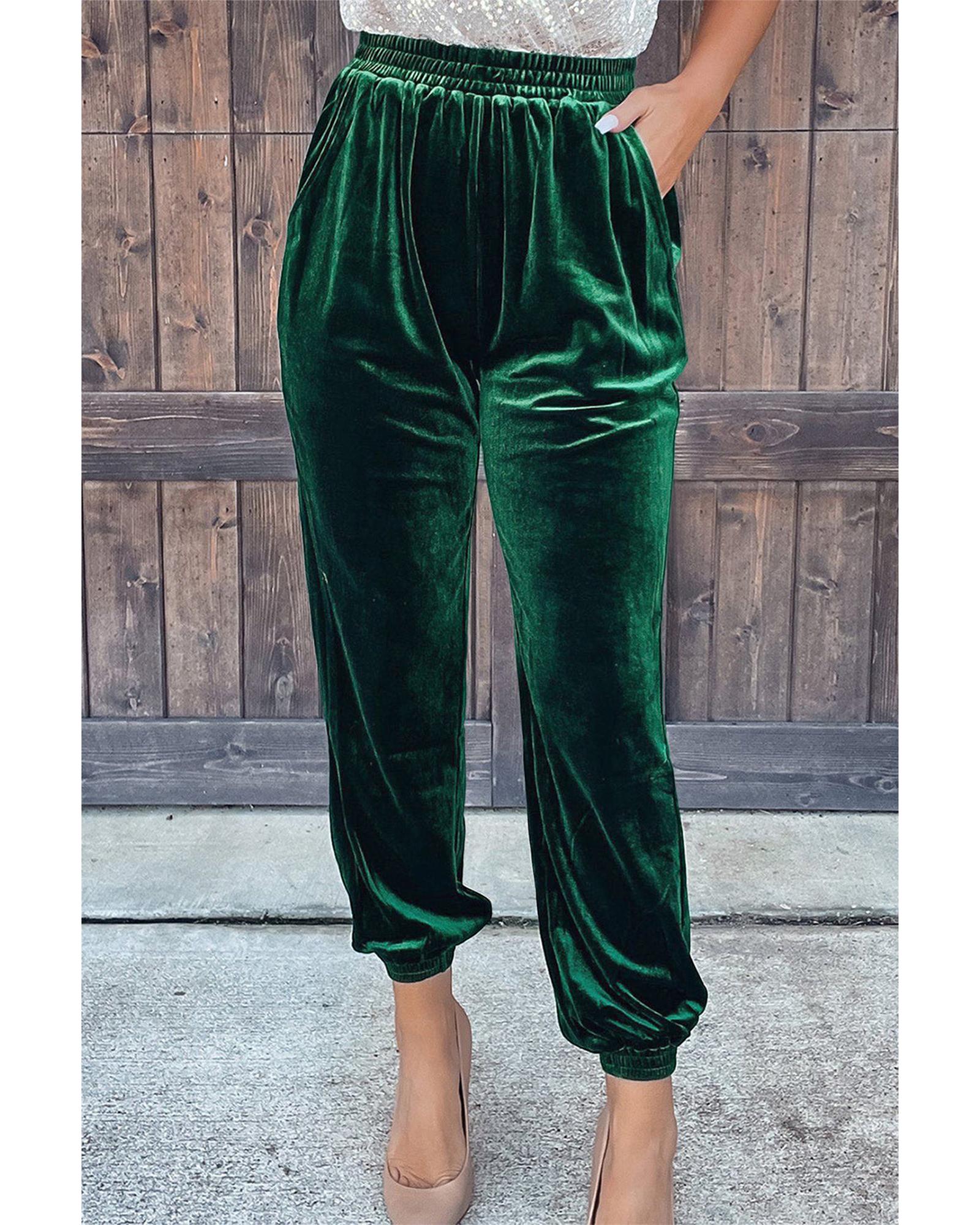 Azura Exchange Solid Velvet Jogger Pants - L